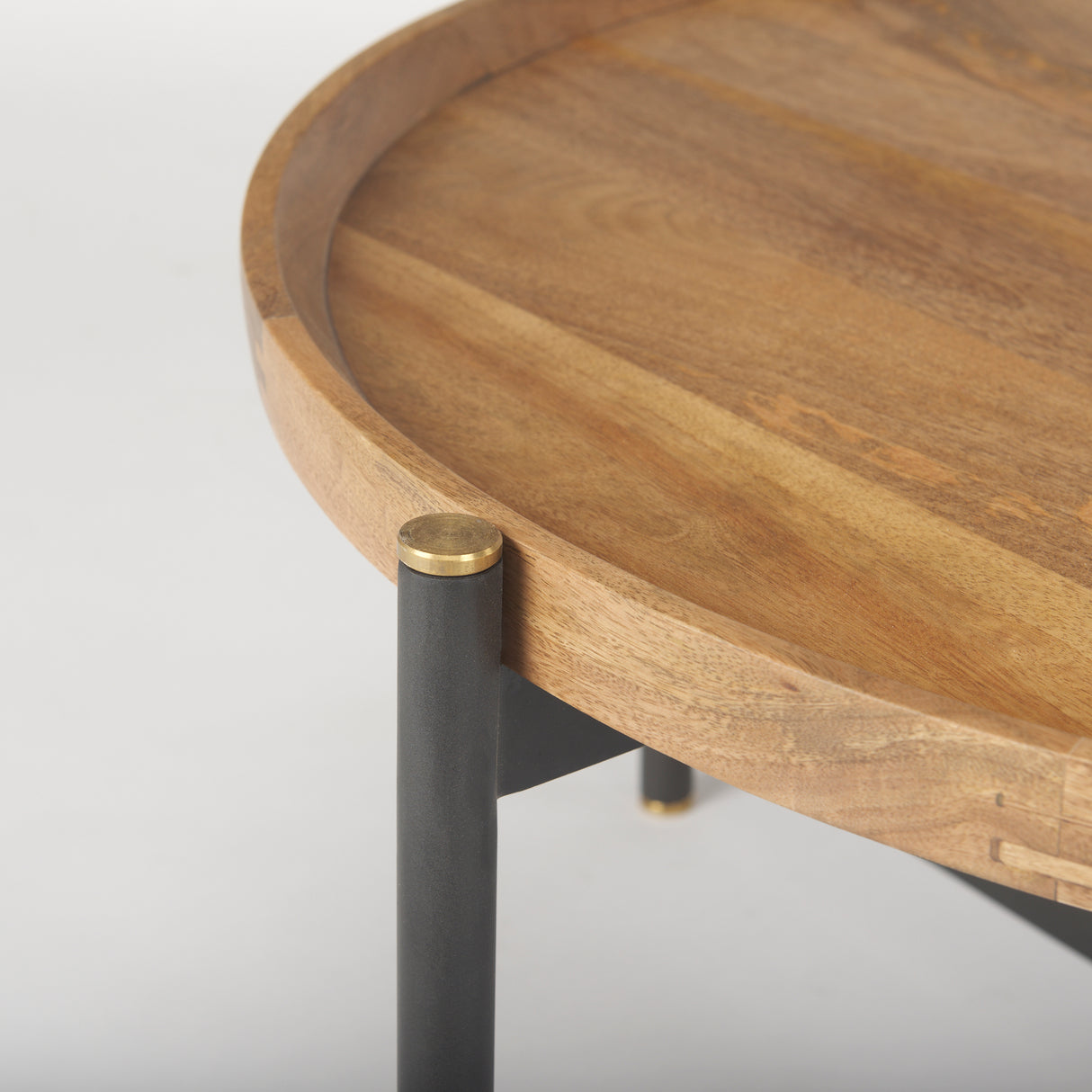 Marquisa 34.25L x 34.25W x 16.5H Small Brown Wood w/ Black Metal Coffee Table from Mercana - Luna Furniture
