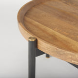 Marquisa 34.25L x 34.25W x 16.5H Small Brown Wood w/ Black Metal Coffee Table from Mercana - Luna Furniture