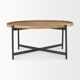 Marquisa Medium Brown Wood W/Black Metal Large Coffee Table from Mercana - Luna Furniture