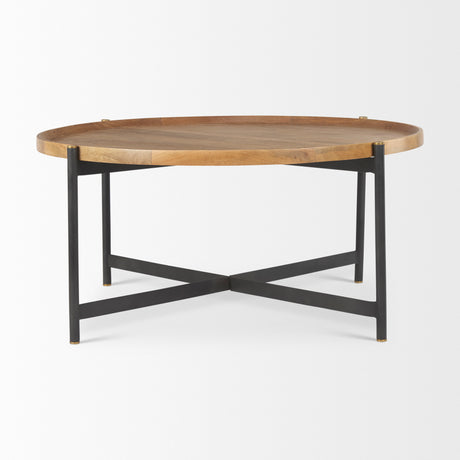Marquisa Medium Brown Wood W/Black Metal Large Coffee Table from Mercana - Luna Furniture