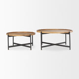 Marquisa Medium Brown Wood W/Black Metal Large Coffee Table from Mercana - Luna Furniture