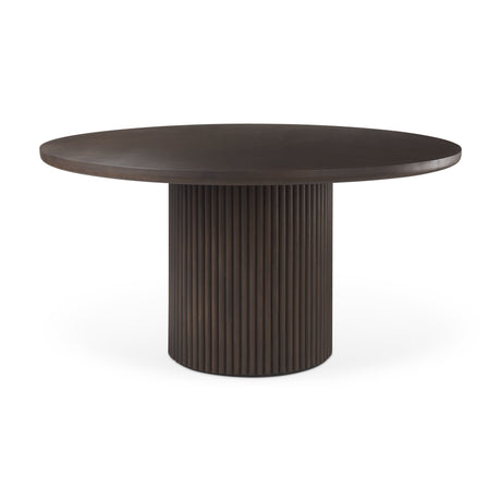Terra 60L x 60W x 30H Dark Brown Wood Round Fluted Dining Table from Mercana - Luna Furniture