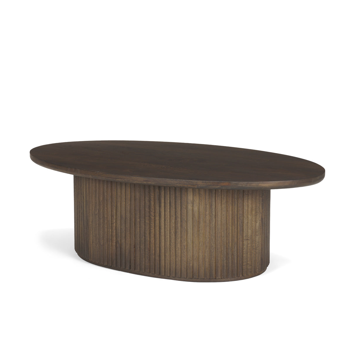 Terra 48L x 28W x 15H Dark Brown Wood Oval Fluted Coffee Table from Mercana - Luna Furniture