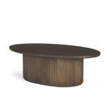 Terra 48L x 28W x 15H Dark Brown Wood Oval Fluted Coffee Table from Mercana - Luna Furniture