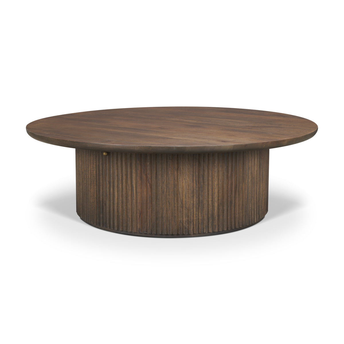 Terra 48L x 48W x 15H Dark Brown Wood Round Fluted Coffee Table from Mercana - Luna Furniture