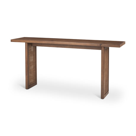 Grier 65" Medium Brown Solid Wood w/ Cane Console Table from Mercana - Luna Furniture