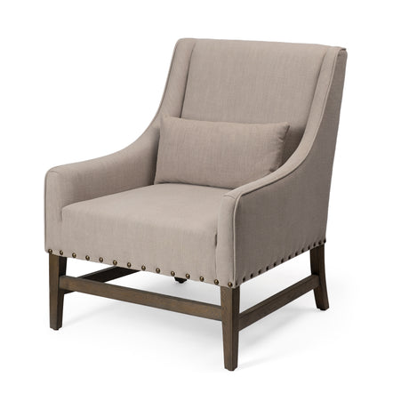 Kensington Beige Linen Fabric and Wood Accent Chair from Mercana - Luna Furniture