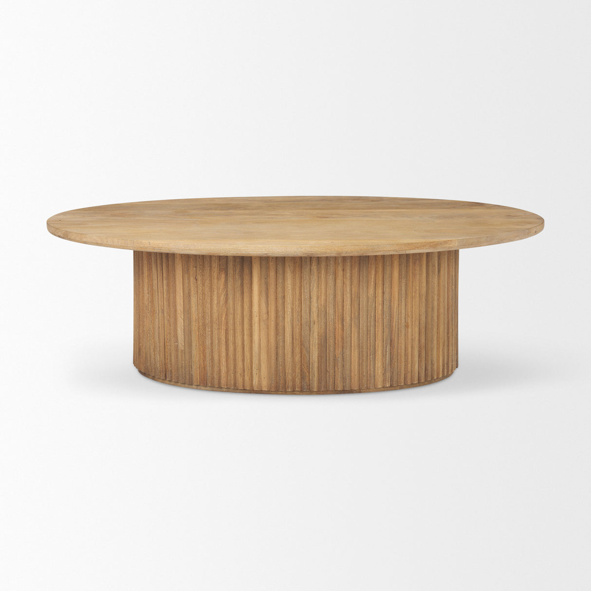 Terra 48L x 28W x 15H Light Brown Wood Oval Fluted Coffee Table from Mercana - Luna Furniture