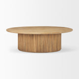 Terra 48L x 28W x 15H Light Brown Wood Oval Fluted Coffee Table from Mercana - Luna Furniture