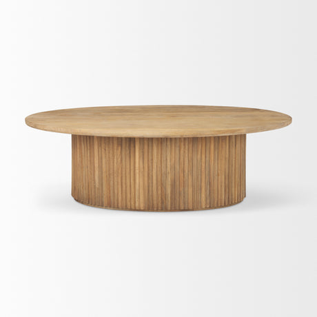 Terra 48L x 28W x 15H Light Brown Wood Oval Fluted Coffee Table from Mercana - Luna Furniture