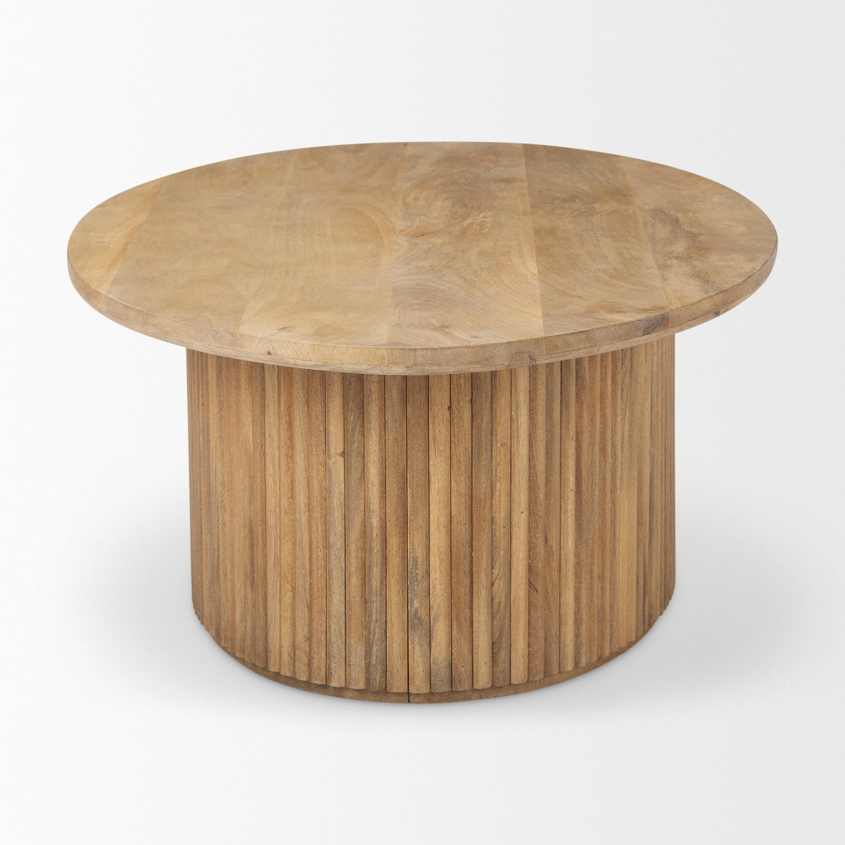 Terra 48L x 28W x 15H Light Brown Wood Oval Fluted Coffee Table from Mercana - Luna Furniture