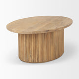 Terra 48L x 28W x 15H Light Brown Wood Oval Fluted Coffee Table from Mercana - Luna Furniture