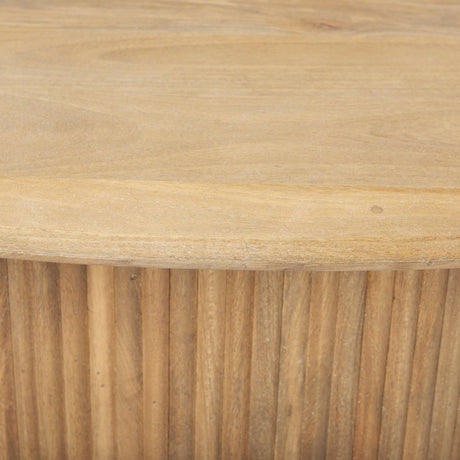 Terra 48L x 28W x 15H Light Brown Wood Oval Fluted Coffee Table from Mercana - Luna Furniture