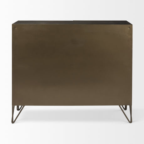 Pandora Dark Brass Metal W/Red Wood 2 Door Accent Cabinet from Mercana - Luna Furniture