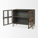 Pandora Dark Brass Metal W/Red Wood 2 Door Accent Cabinet from Mercana - Luna Furniture