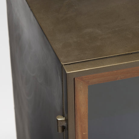 Pandora Dark Brass Metal W/Red Wood 2 Door Accent Cabinet from Mercana - Luna Furniture