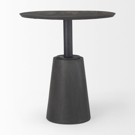 Maxwell 32" Round Black-Brown Wood w/ Black Metal Pedestal Bistro Table from Mercana - Luna Furniture