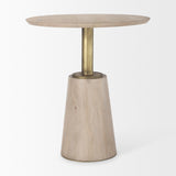 Maxwell 32" Round Light Wood Tabletop & Base w/ Gold Metal Accent Pedestal Bistro Table from Mercana - Luna Furniture