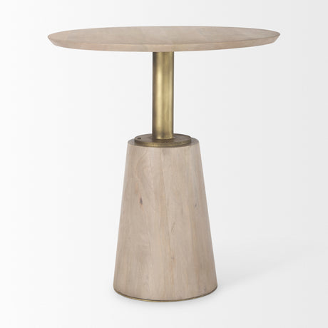 Maxwell 32" Round Light Wood Tabletop & Base w/ Gold Metal Accent Pedestal Bistro Table from Mercana - Luna Furniture