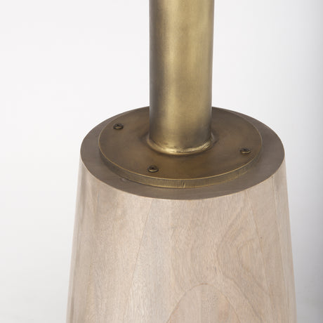 Maxwell 32" Round Light Wood Tabletop & Base w/ Gold Metal Accent Pedestal Bistro Table from Mercana - Luna Furniture