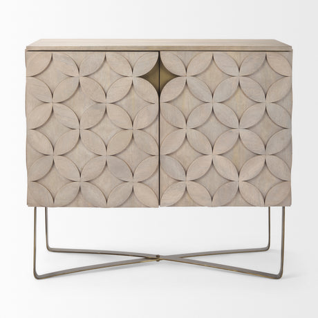 Excelsior 36.0L x 18.0W x 32.5H Light Brown Wood Gold Iron Base Accent Cabinet from Mercana - Luna Furniture
