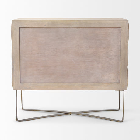 Excelsior 36.0L x 18.0W x 32.5H Light Brown Wood Gold Iron Base Accent Cabinet from Mercana - Luna Furniture