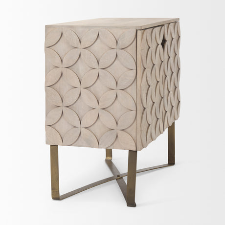 Excelsior 36.0L x 18.0W x 32.5H Light Brown Wood Gold Iron Base Accent Cabinet from Mercana - Luna Furniture