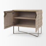 Excelsior 36.0L x 18.0W x 32.5H Light Brown Wood Gold Iron Base Accent Cabinet from Mercana - Luna Furniture