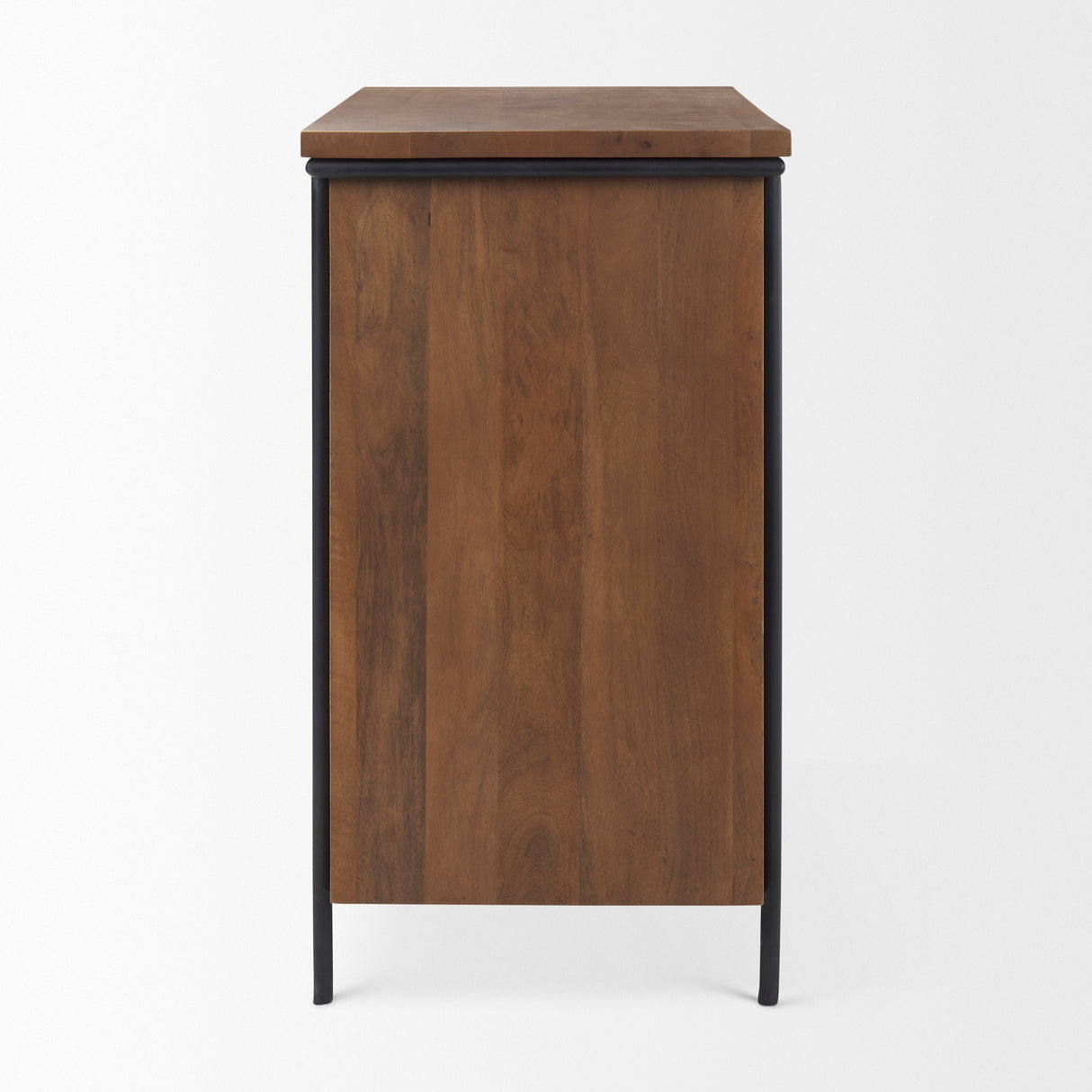 Maddox 40.0L x 18.5W x 32.75H Brown Solid Wood Black Metal 2 Door Accent Cabinet from Mercana - Luna Furniture