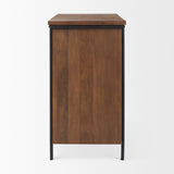 Maddox 40.0L x 18.5W x 32.75H Brown Solid Wood Black Metal 2 Door Accent Cabinet from Mercana - Luna Furniture