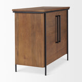Maddox 40.0L x 18.5W x 32.75H Brown Solid Wood Black Metal 2 Door Accent Cabinet from Mercana - Luna Furniture