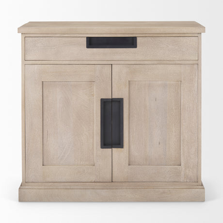 Braxton 33.5L x 18.5W x 31.5H Beige Wood W/Black Accents 2 Door Accent Cabinet from Mercana - Luna Furniture