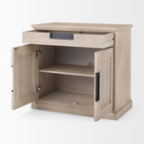 Braxton 33.5L x 18.5W x 31.5H Beige Wood W/Black Accents 2 Door Accent Cabinet from Mercana - Luna Furniture