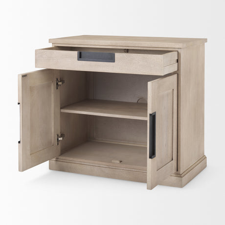 Braxton 33.5L x 18.5W x 31.5H Beige Wood W/Black Accents 2 Door Accent Cabinet from Mercana - Luna Furniture