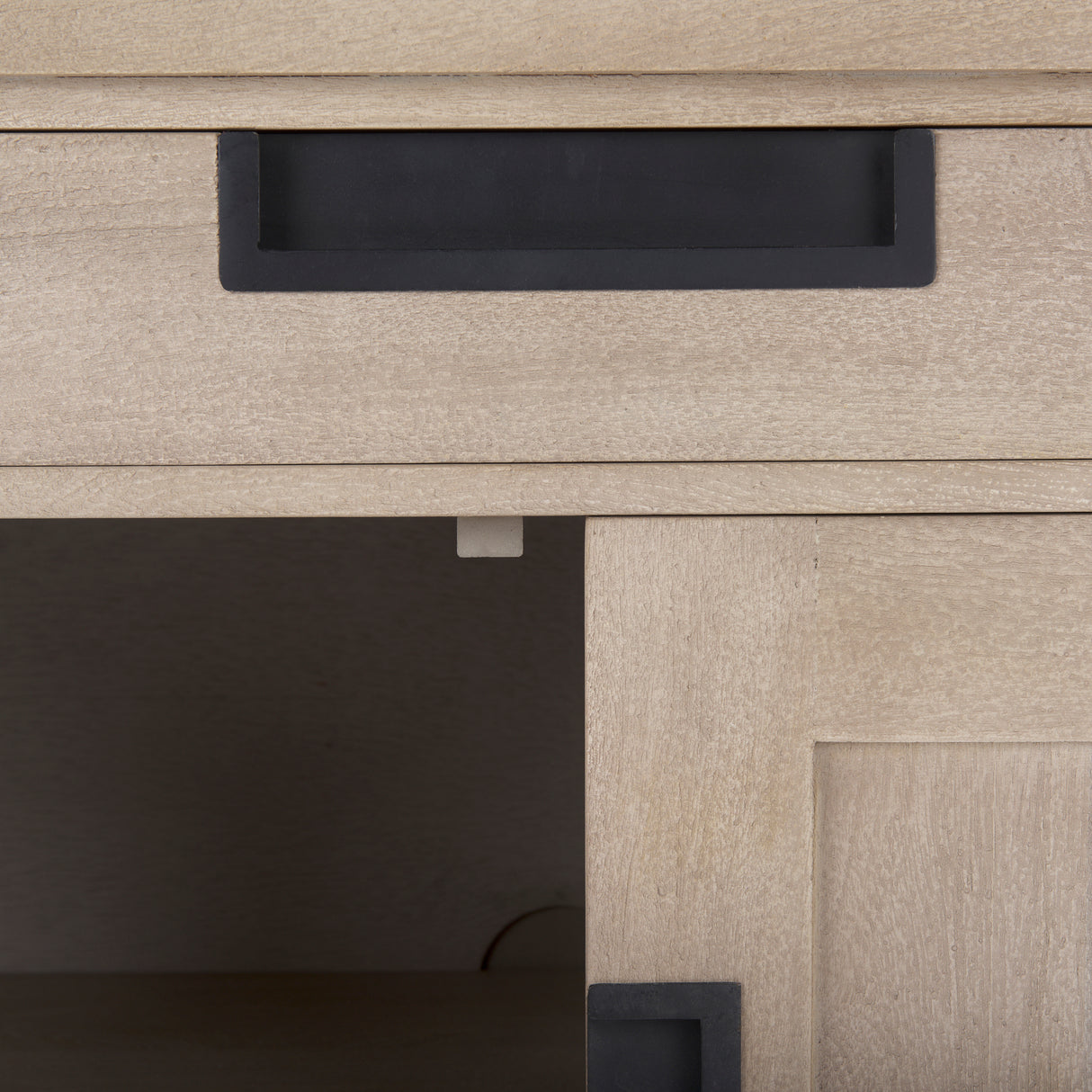 Braxton 33.5L x 18.5W x 31.5H Beige Wood W/Black Accents 2 Door Accent Cabinet from Mercana - Luna Furniture
