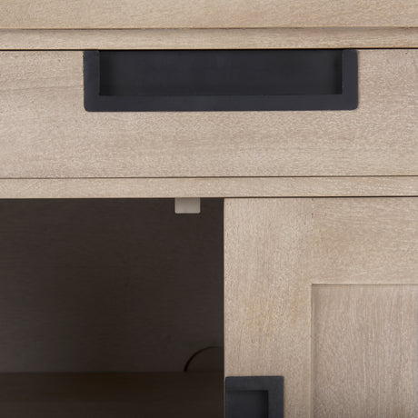 Braxton 33.5L x 18.5W x 31.5H Beige Wood W/Black Accents 2 Door Accent Cabinet from Mercana - Luna Furniture