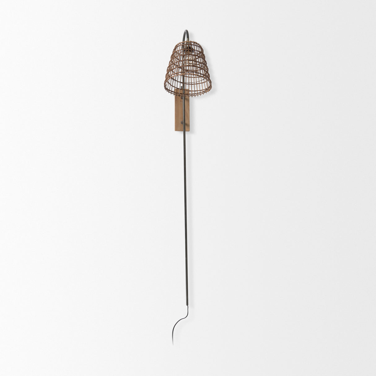Kiley 28.0L x 7.0W x 15.6H Brown Woven Shade W/Black Metal Wall Sconce from Mercana - Luna Furniture