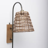 Kiley 28.0L x 7.0W x 15.6H Brown Woven Shade W/Black Metal Wall Sconce from Mercana - Luna Furniture