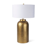 Leo 18.0L x 18.0W x 31.0H Gold Hammered W/White Fabric Shade Table Lamp from Mercana - Luna Furniture