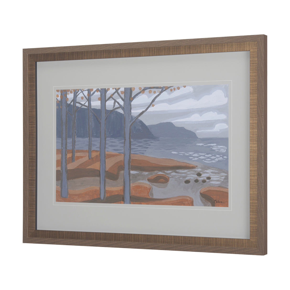 Gray Day by Mercana Studio a Hand Embellished Textured Framed Art Print Matted under Glass from Mercana - Luna Furniture