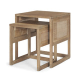 Grier Set of 2 Light Brown Solid Wood w/ Cane Nesting Accent Tables from Mercana - Luna Furniture