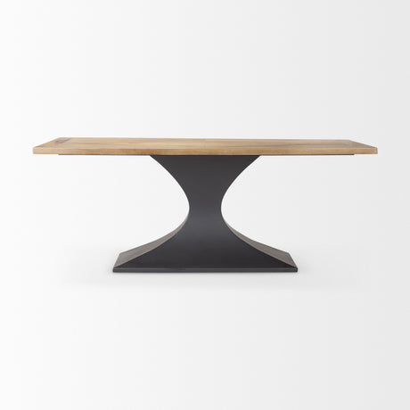 Maxton Light Brown Wood w/ Dark Gunmetal Iron Metal Dining Table from Mercana - Luna Furniture