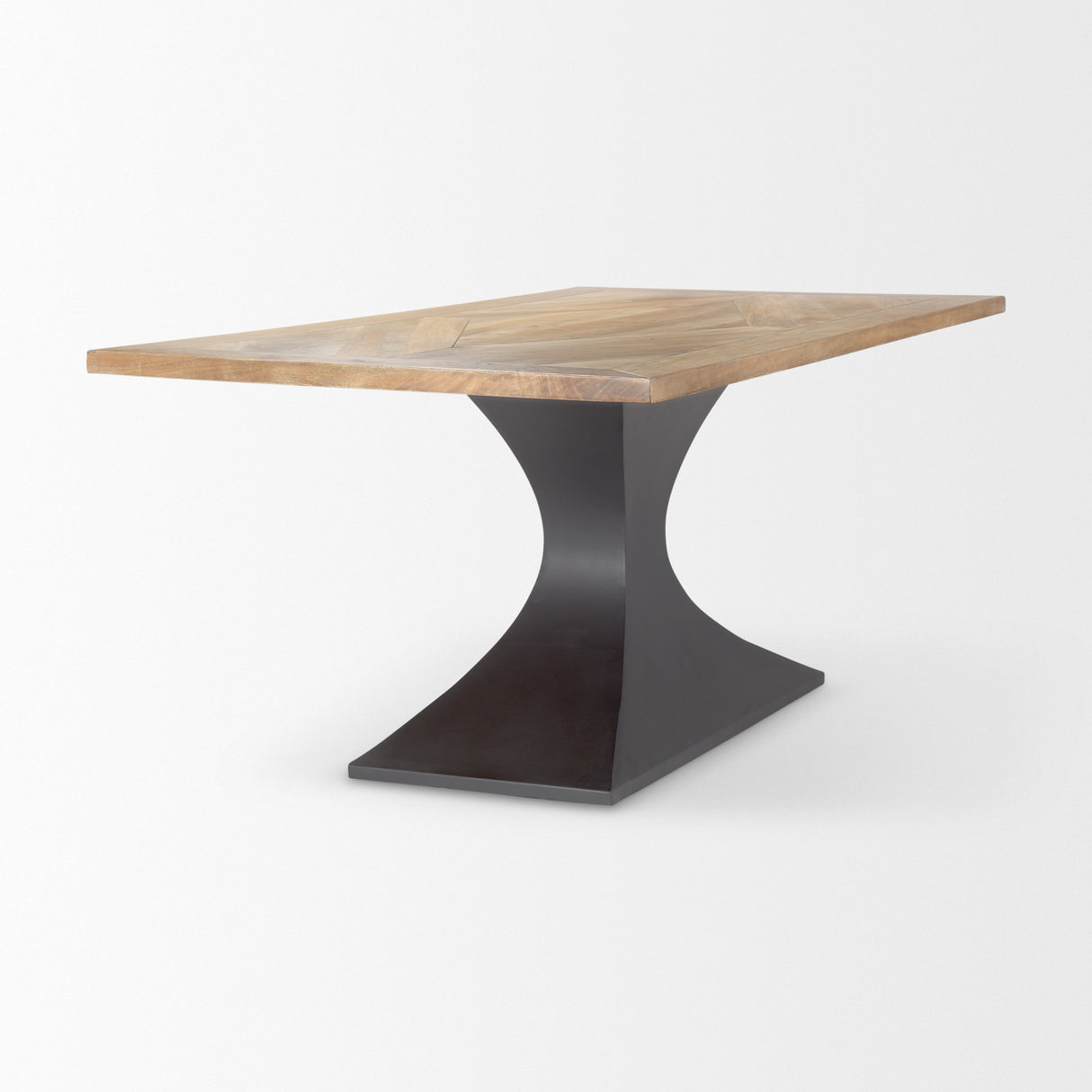 Maxton Light Brown Wood w/ Dark Gunmetal Iron Metal Dining Table from Mercana - Luna Furniture