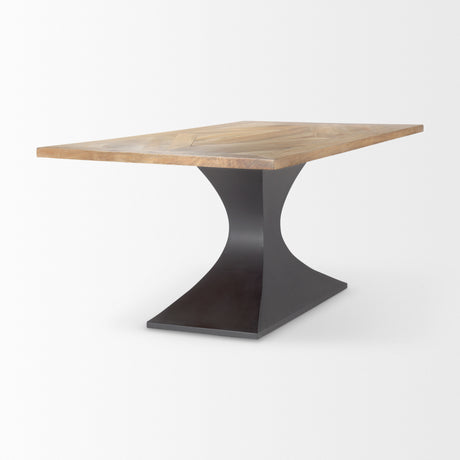 Maxton Light Brown Wood w/ Dark Gunmetal Iron Metal Dining Table from Mercana - Luna Furniture