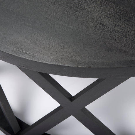 Forsey 28.0L x 45.3W x 18.0H Black Solid Wood Round Coffee Table from Mercana - Luna Furniture