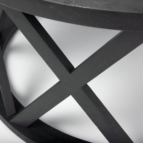 Forsey 28.0L x 45.3W x 18.0H Black Solid Wood Round Coffee Table from Mercana - Luna Furniture