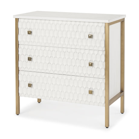 Savannah White Fir Veneer w/ Gold Metal 3-Drawer Accent Cabinet from Mercana - Luna Furniture