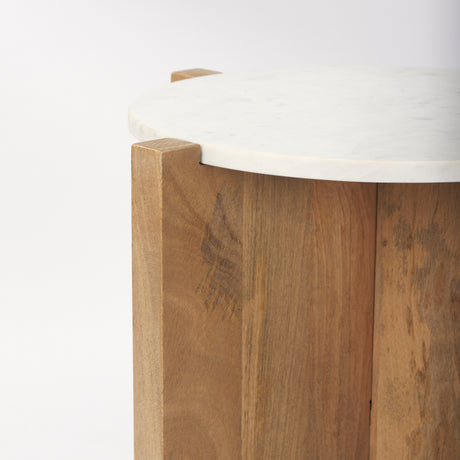 Bianca Wood and Marble Accent Table from Mercana - Luna Furniture