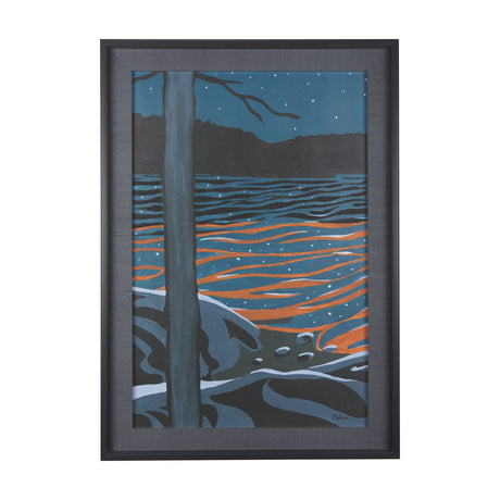 Sea bay at night I by Mercana Studio a Hand Embellished Textured Framed Art Print from Mercana - Luna Furniture