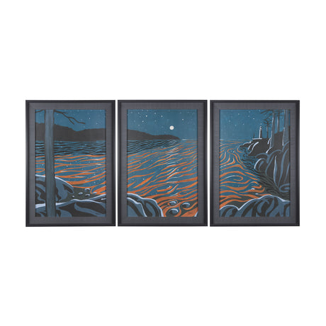 Sea bay at night II by Mercana Studio a Hand Embellished Textured Framed Art Print from Mercana - Luna Furniture